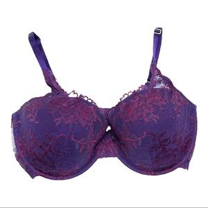 Natori purple with purple & pink lace bra. 36DDD
